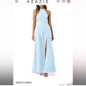 Azazie Sky Blue Backless Bridesmaids Dress Size 14